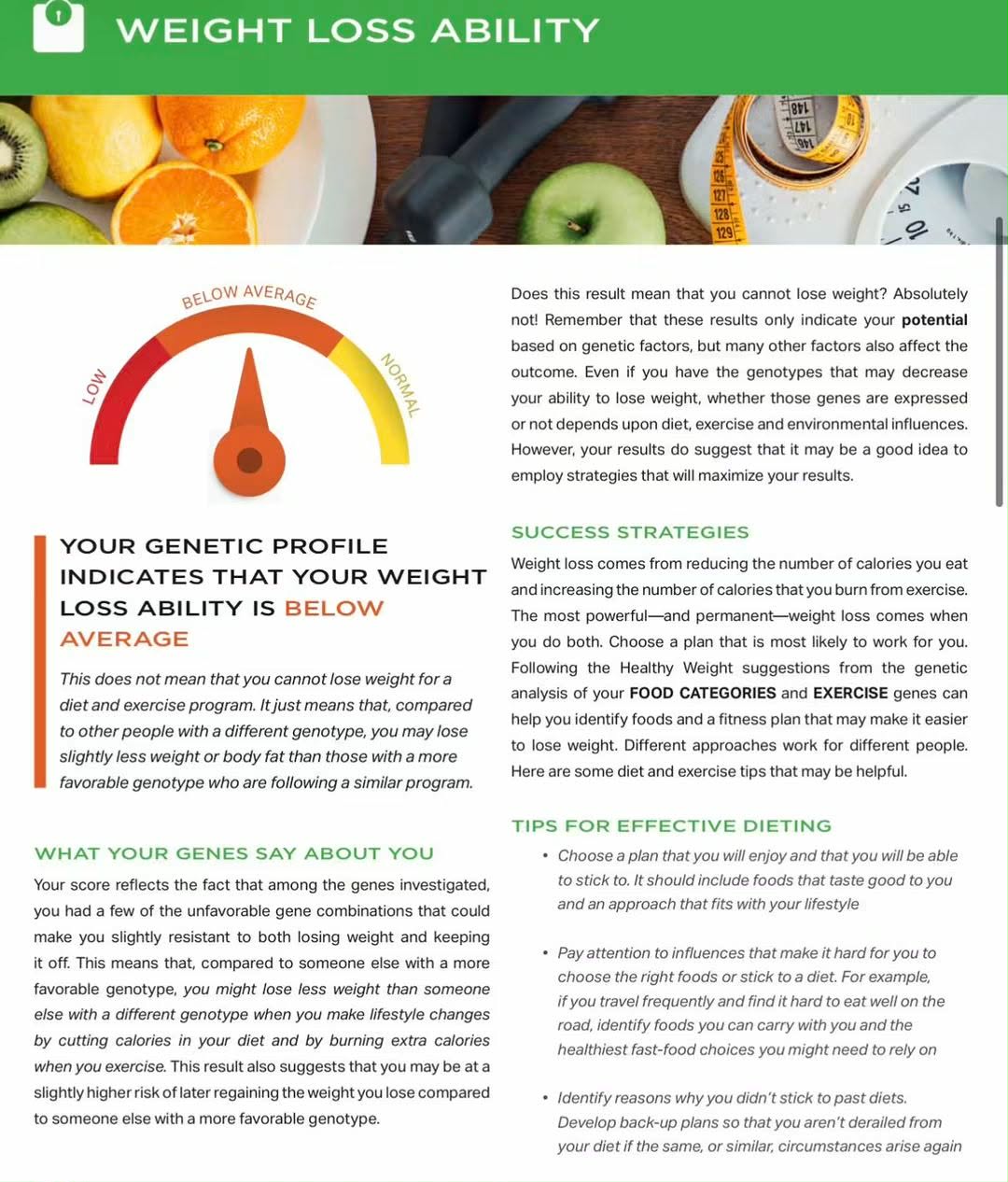 Weight loss ability sample